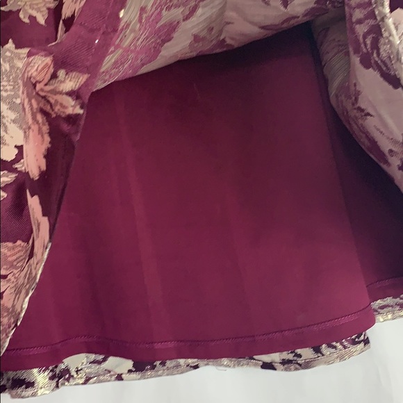 As U Wish burgundy w/ metallic roses lined skirt - Picture 5 of 8